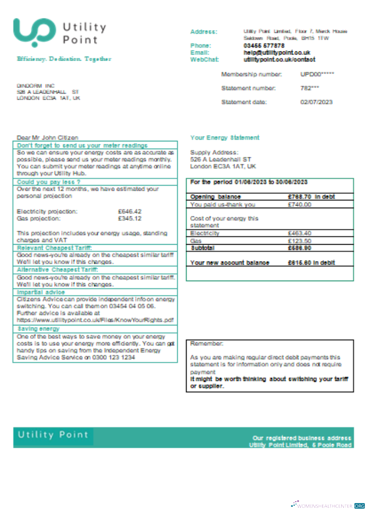 Download Utility Point utility business bill, SCR Photoshop template